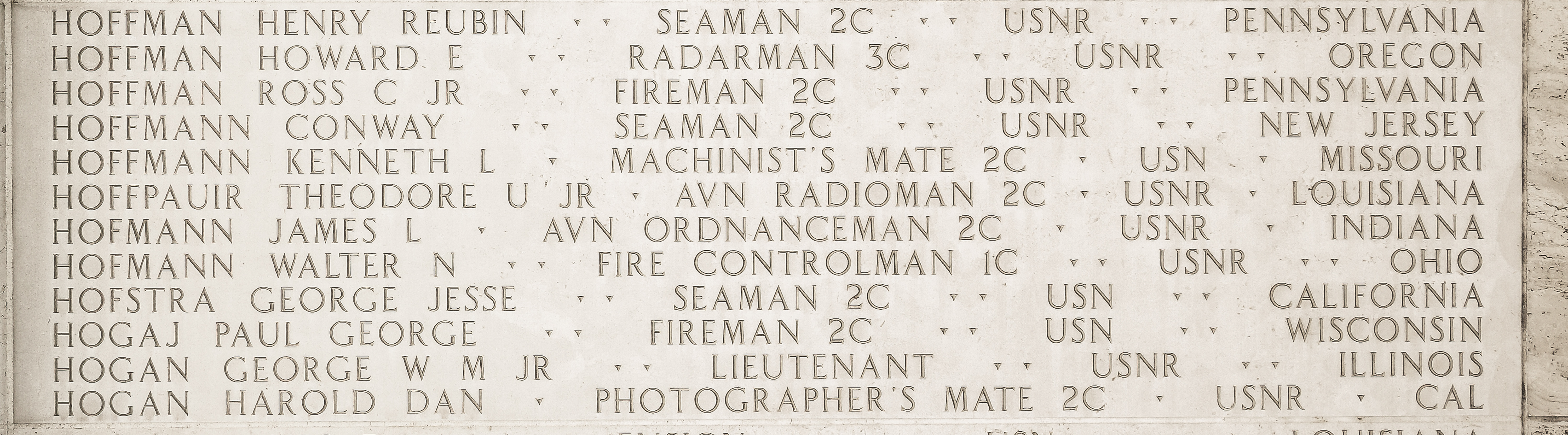 Walter N. Hofmann, Fire Controlman First Class